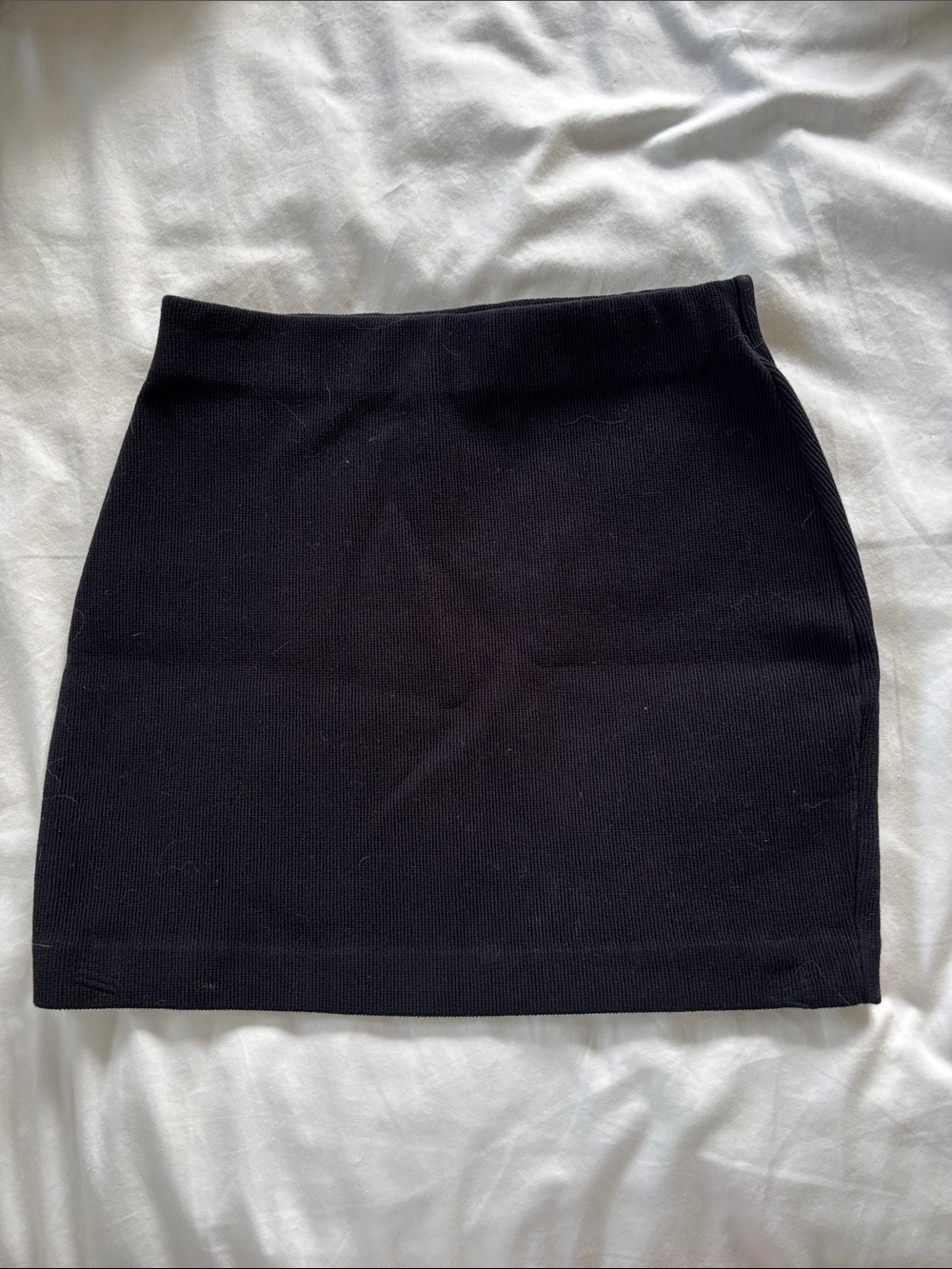 glam Black Ribbed Mini Skirt